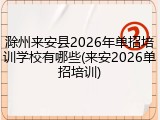 滁州来安县2026年单招培训学校有哪些(来安2026单招培训)