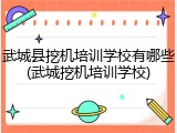 武城县挖机培训学校有哪些(武城挖机培训学校)