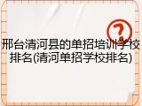 邢台清河县的单招培训学校排名(清河单招学校排名)