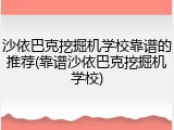 沙依巴克挖掘机学校靠谱的推荐(靠谱沙依巴克挖掘机学校)