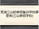 芜湖三山的单招集训学校哪里有(三山单招学校)