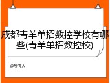 成都青羊单招数控学校有哪些(青羊单招数控校)