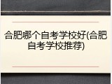 合肥哪个自考学校好(合肥自考学校推荐)