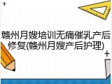赣州月嫂培训无痛催乳产后修复(赣州月嫂产后护理)