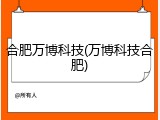 合肥万博科技(万博科技合肥)