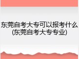 东莞自考大专可以报考什么(东莞自考大专专业)