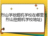 烈山学挖掘机学校在哪里?(烈山挖掘机学校地址)