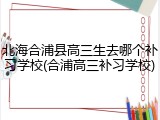 北海合浦县高三生去哪个补习学校(合浦高三补习学校)