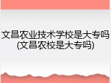 文昌农业技术学校是大专吗(文昌农校是大专吗)