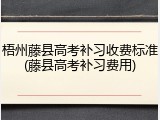 梧州藤县高考补习收费标准(藤县高考补习费用)
