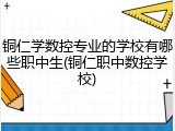 铜仁学数控专业的学校有哪些职中生(铜仁职中数控学校)