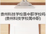 贵州科技学校是中职学校吗(贵州科技学校属中职)