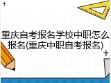 重庆自考报名学校中职怎么报名(重庆中职自考报名)