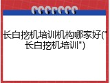 长白挖机培训机构哪家好("长白挖机培训")