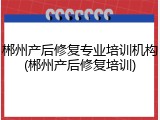 郴州产后修复专业培训机构(郴州产后修复培训)