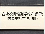 宿豫挖机培训学校在哪里(宿豫挖机学校地址)