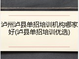 泸州泸县单招培训机构哪家好(泸县单招培训优选)