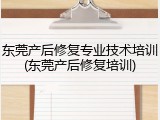 东莞产后修复专业技术培训(东莞产后修复培训)