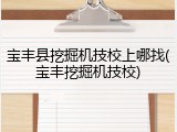 宝丰县挖掘机技校上哪找(宝丰挖掘机技校)