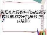 咸阳礼泉县数控机床培训学校哪里比较好(礼泉数控机床培训)