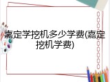 嘉定学挖机多少学费(嘉定挖机学费)