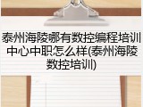 泰州海陵哪有数控编程培训中心中职怎么样(泰州海陵数控培训)