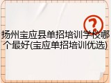 扬州宝应县单招培训学校哪个最好(宝应单招培训优选)