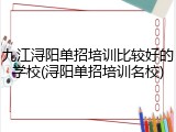 九江浔阳单招培训比较好的学校(浔阳单招培训名校)
