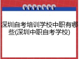 深圳自考培训学校中职有哪些(深圳中职自考学校)
