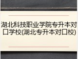 湖北科技职业学院专升本对口学校(湖北专升本对口校)