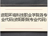 资阳环境科技职业学院各专业代码(资阳职院专业代码)