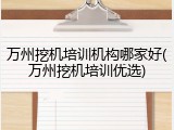 万州挖机培训机构哪家好(万州挖机培训优选)