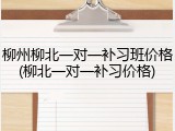 柳州柳北一对一补习班价格(柳北一对一补习价格)