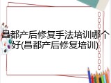 昌都产后修复手法培训哪个好(昌都产后修复培训)