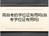 高自考的学位证有用吗(自考学位证有用吗)