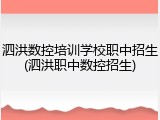 泗洪数控培训学校职中招生(泗洪职中数控招生)
