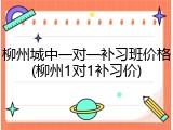 柳州城中一对一补习班价格(柳州1对1补习价)