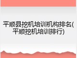 平顺县挖机培训机构排名(平顺挖机培训排行)