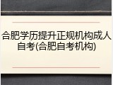 合肥学历提升正规机构成人自考(合肥自考机构)