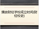 播放财经学校成立时间(财经校史)
