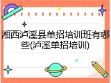 湘西泸溪县单招培训班有哪些(泸溪单招培训)