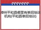 漳州平和县哪里有单招培训机构(平和县单招培训)