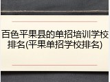 百色平果县的单招培训学校排名(平果单招学校排名)