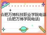 合肥万博科技职业学院电话(合肥万博学院电话)