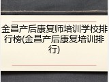 金昌产后康复师培训学校排行榜(金昌产后康复培训排行)