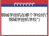 钢城学挖机在哪个学校好("钢城学挖机学校")