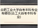 合肥工业大学自考本科专业有哪些(合工大自考本科专业)