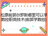松原前郭尔罗斯哪里可以学数控职高技术(前郭学数控)