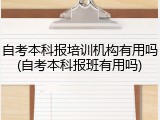 自考本科报培训机构有用吗(自考本科报班有用吗)