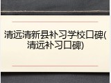清远清新县补习学校口碑(清远补习口碑)